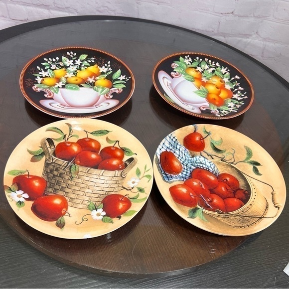 4 piece set decorative plate with still art pictures of fruits - Picture 1 of 8